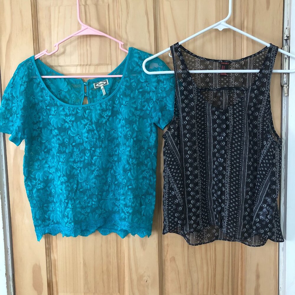 Floral Sheer Crop Tops from Pacsun & Forever 21 - Women's Sz M - Festival Ready